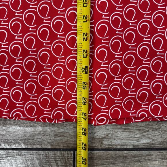 70s Import Corner Red White modernist Geo Print polyester blouse S/M - Picture 7 of 13